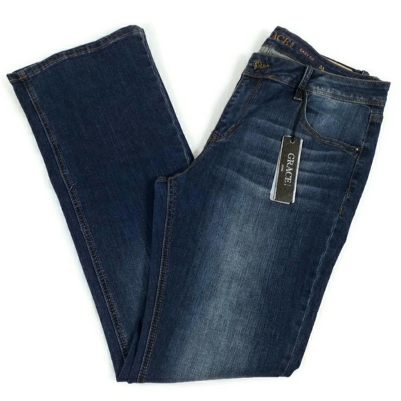Grace In LA Dark Wash Mid-Rise Easy Fit Bootcut Denim Jeans Womens Size 33 - Picture 5 of 12
